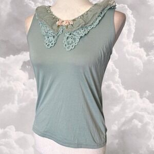 Axes Femme NWT Peter Pan Collar Japanese Lolita Tank Top with Rosette Detail
